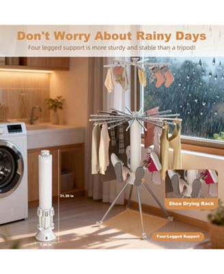 No-Assembly Foldable Clothes Drying Rack with Wheels, Double-Layer Heavy-Duty Laundry Stand for Indoor & Outdoor Use