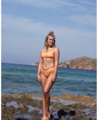 Women's Tangerine Squeeze Cold Shoulder Bikini Top