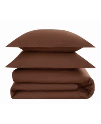 Solid Cotton Percale 3-Pc. Duvet Cover Set, King