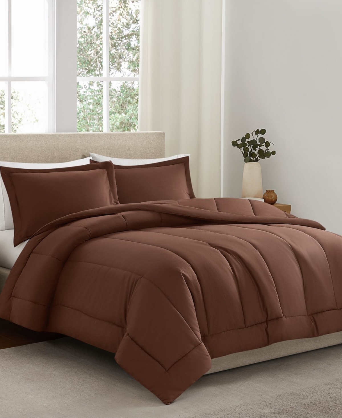 Brooklyn Loom Solid Cotton Percale 2-Pc. Comforter Set, Twin/Twin Xl