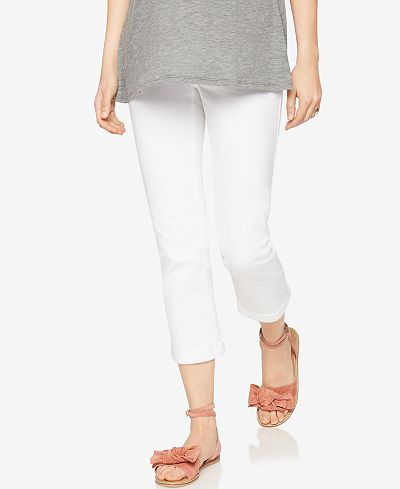 A Pea in the Pod Maternity Cropped White Wash Skinny Jeans