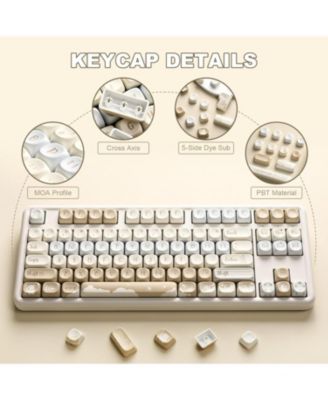 132 Keys MOA Keycaps, Dye-Sublimation PBT Custom Keycap Set, Cute Bear Customized Pattern Keycaps for MX Switches Mechanical Gaming Keyboard