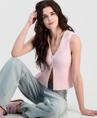 Juniors' Ribbon-Trim Sweater Vest