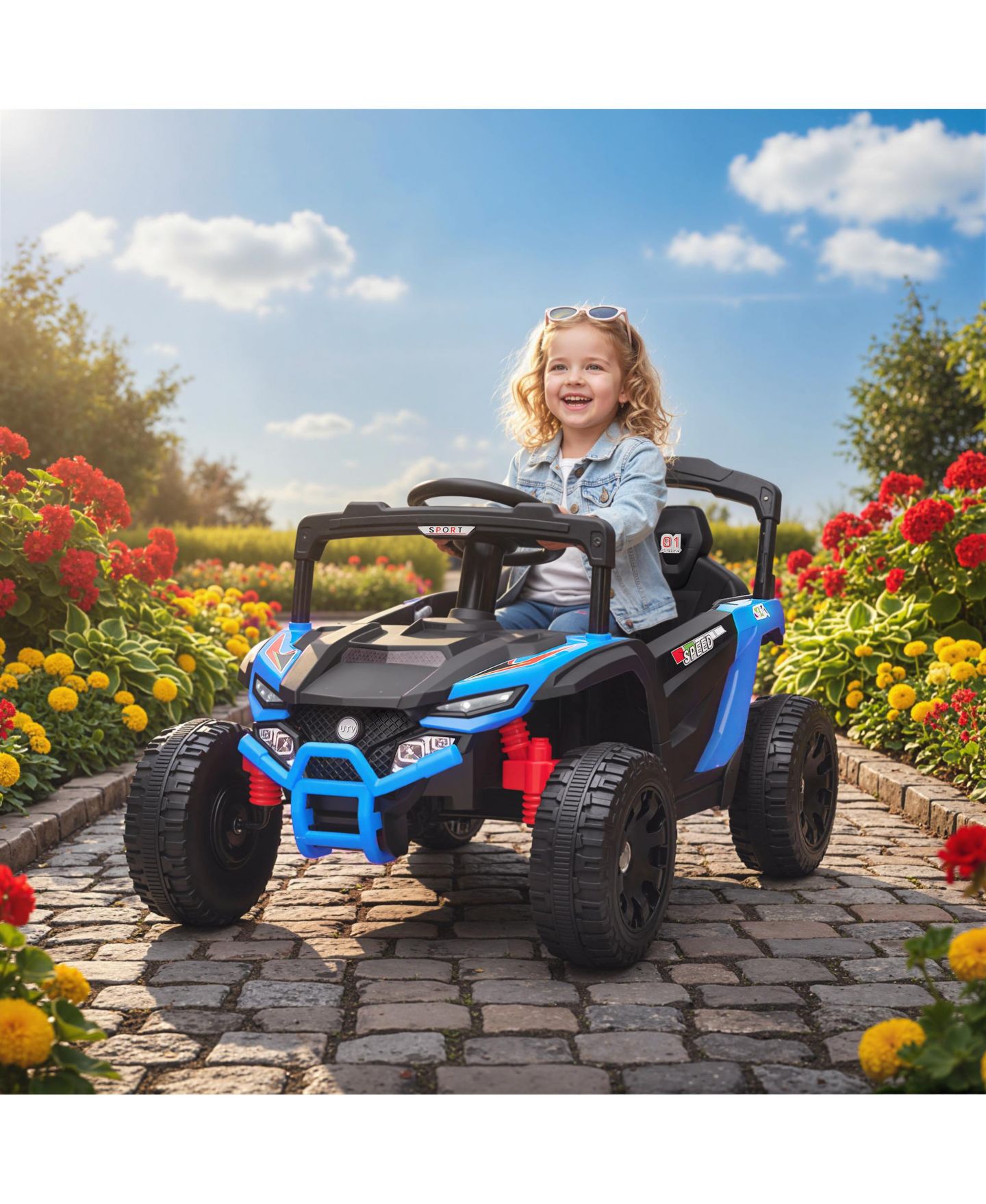 Детская игрушка Qaba 12V Dual-Motor Kids Ride-On Truck with Remote Control, 1-Player, Ages 3-5, цвет: Синий — фото 3