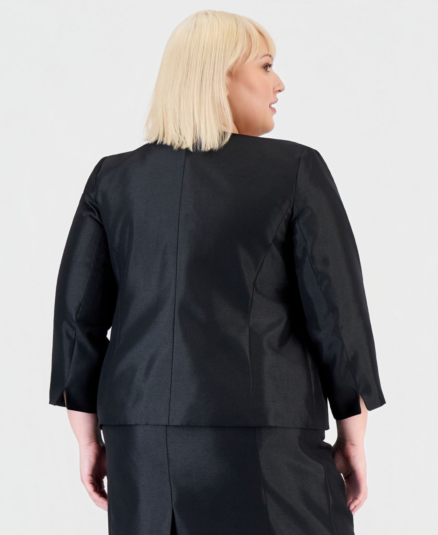 Женское платье Le Suit Plus Size Open-Front Jacket & Sleeveless Sheath, цвет: Чёрный — фото 4