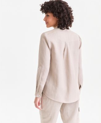 Petite 100% Linen Button-Front Shirt