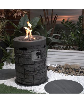 20 Inch Round Outdoor Gas Fire Pit 32000 BTU CSA Certified with 2.5kg Lava Stone Rainproof Cover Magnesium Oxide Cultured Stone for Garden