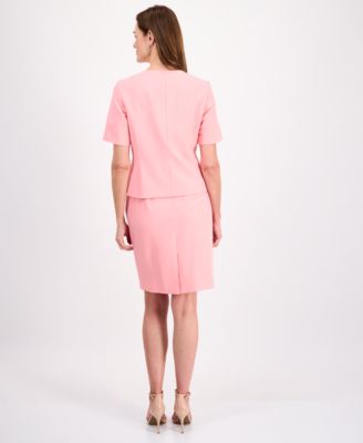 Women's Short-Sleeve Four-Button Skirt Suit