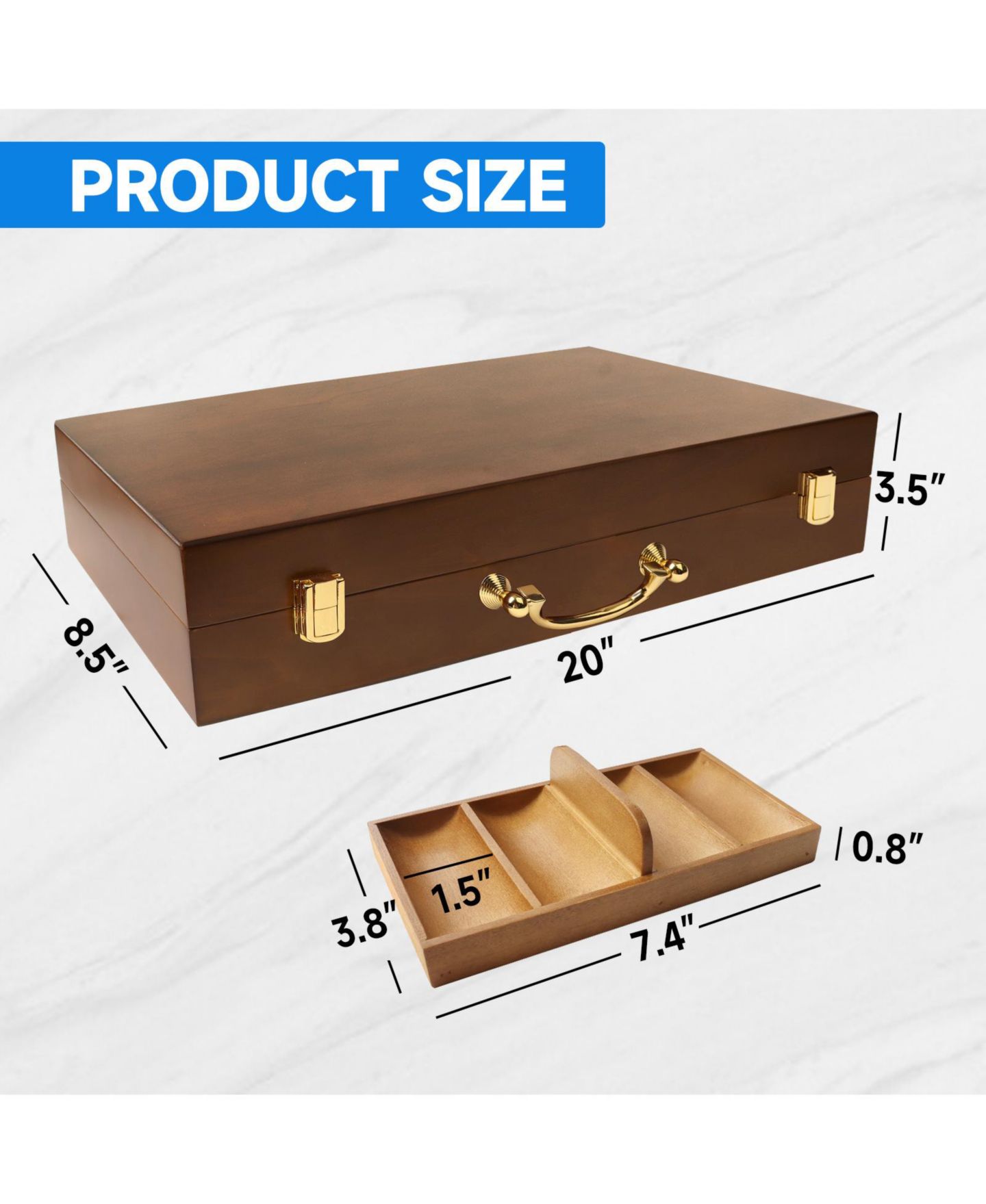 Детская игрушка GSE Games & Sports Expert Walnut Wood Poker Chips Carrier, 500-Chip Case, от 14 лет, цвет: Орех — фото 2