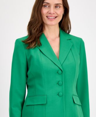 Women's Three-Button Seamed Flounce-Hem Skirt Suit