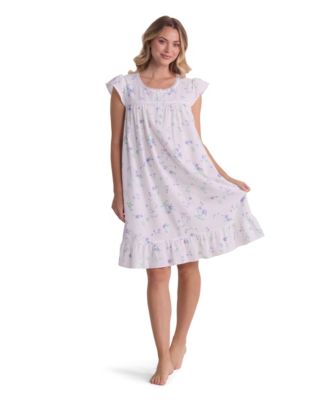 Women's Short-Sleeve Woven Sleepwear Nightgown