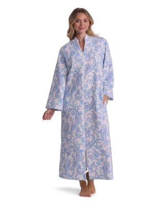 Women's Printed Zipper Long Sleepwear Robe
