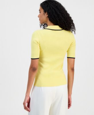 Women's Johnny-Collar Half-Sleeve Top