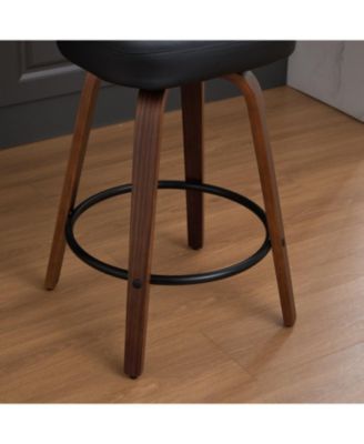 Swivel Bar Stools Set of 2 26" Black Faux Leather Counter Stools