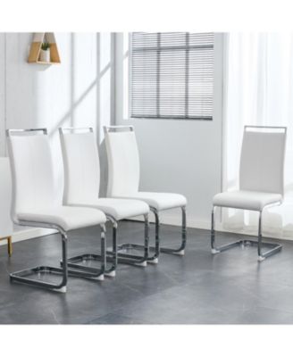 PU Leather Dining Chairs - Set of 4 - White