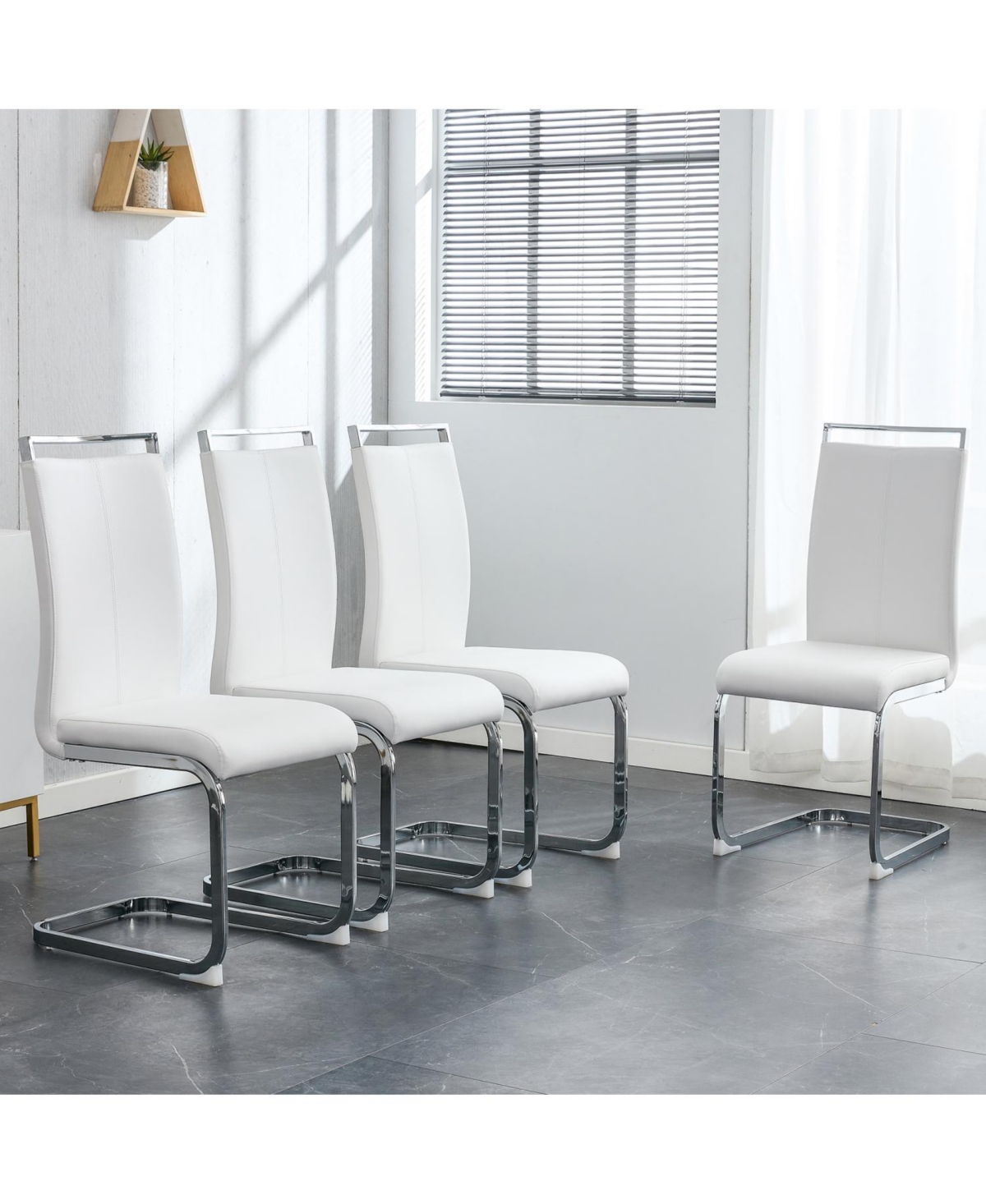 Streamdale Furniture Pu Leather Dining Chairs - Set of 4 - White