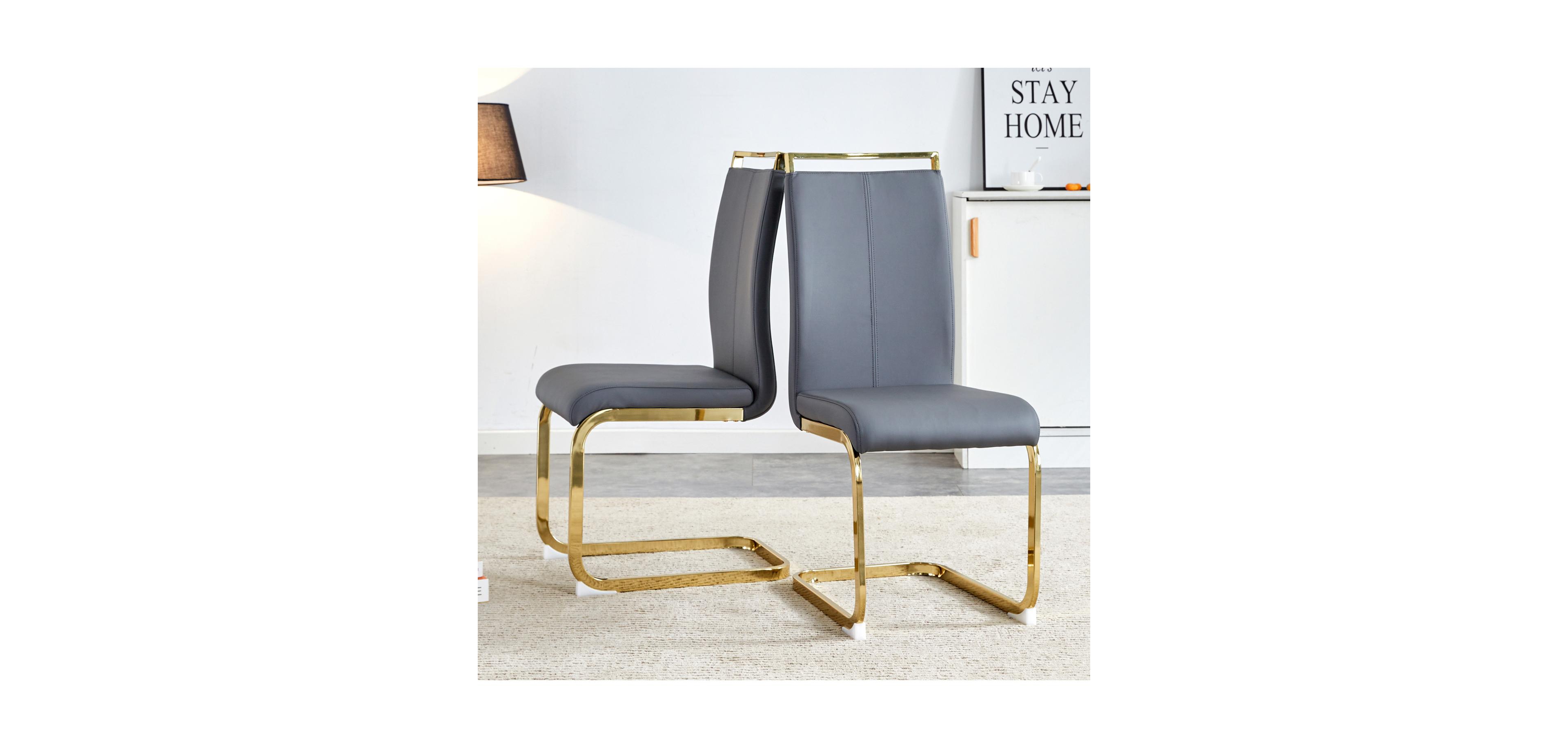 Streamdale Furniture Modern Gray Pu Leather Dining Chairs (Set of 2)