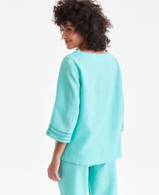 Women's 3/4-Sleeve 100% Linen Blouse