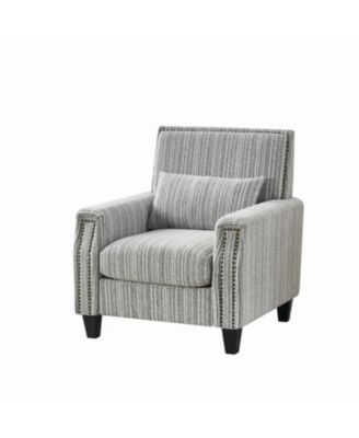 Modern Striped Accent Chair with Nailhead Trim