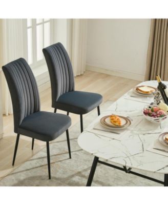 Dark Grey Velvet Dining Chairs - Set of 2, Adjustable Feet