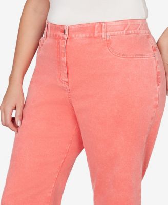 Plus Size Sunwashed Cuffed Colored Ankle Jean