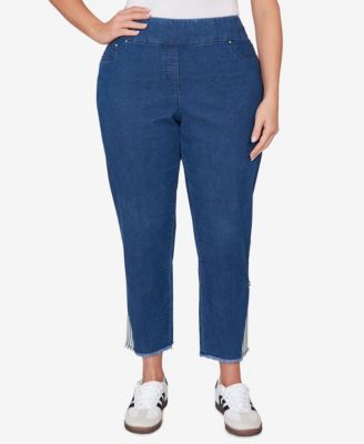 Plus Size Nautical Stripe Inset Slim Fit Jean