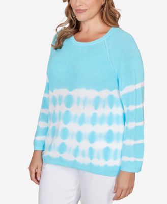 Plus Size Tie Dye Cotton Raglan Sweater