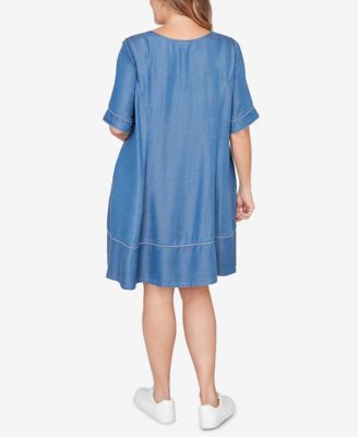 Plus Size Lace-Up Tm Tipped Dress