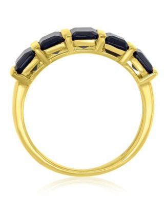 Onyx (3.05 ct. t.w.) Alternating Row Band Ring in 14k Yellow Gold Over Sterling Silver