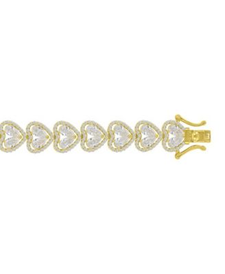 Cubic Zirconia (21.975 ct. t.w.) Heart Tennis Bracelet in 14k Yellow Gold Over Sterling Silver