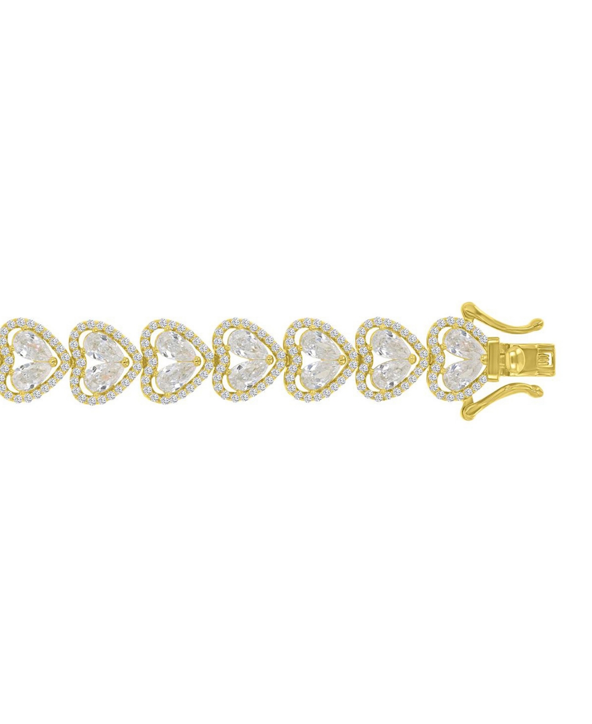 Macy's Cubic Zirconia (21.975 ct. t.w.) Heart Tennis Bracelet in 14k Yellow Gold Over Sterling Silver