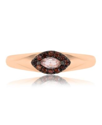 Morganite (0.48 ct. t.w.) & Coffee Cubic Zirconia (0.48 ct. t.w.) Ring in 14k Rose Gold Over Sterling Silver