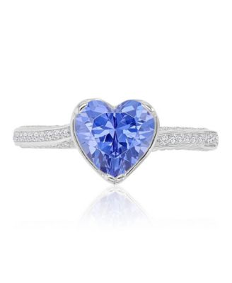 Heart-Shaped Tanzanite (3.45 ct. t.w.) & Cubic Zirconia (3.467 ct. t.w.) Ring in Rhodium Over Sterling Silver
