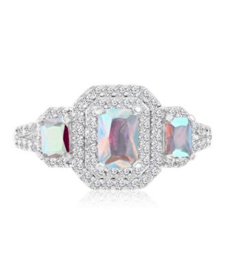 Emerald Aurora Borealis (2.51 ct. t.w.) & Cubic Zirconia (2.51 ct. t.w.) Ring in Rhodium Over Sterling Silver