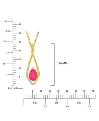 Diamond (0.042 ct. t.w.) & Ruby (0.75 ct. t.w.) Pendant Necklace in 10k Yellow Gold