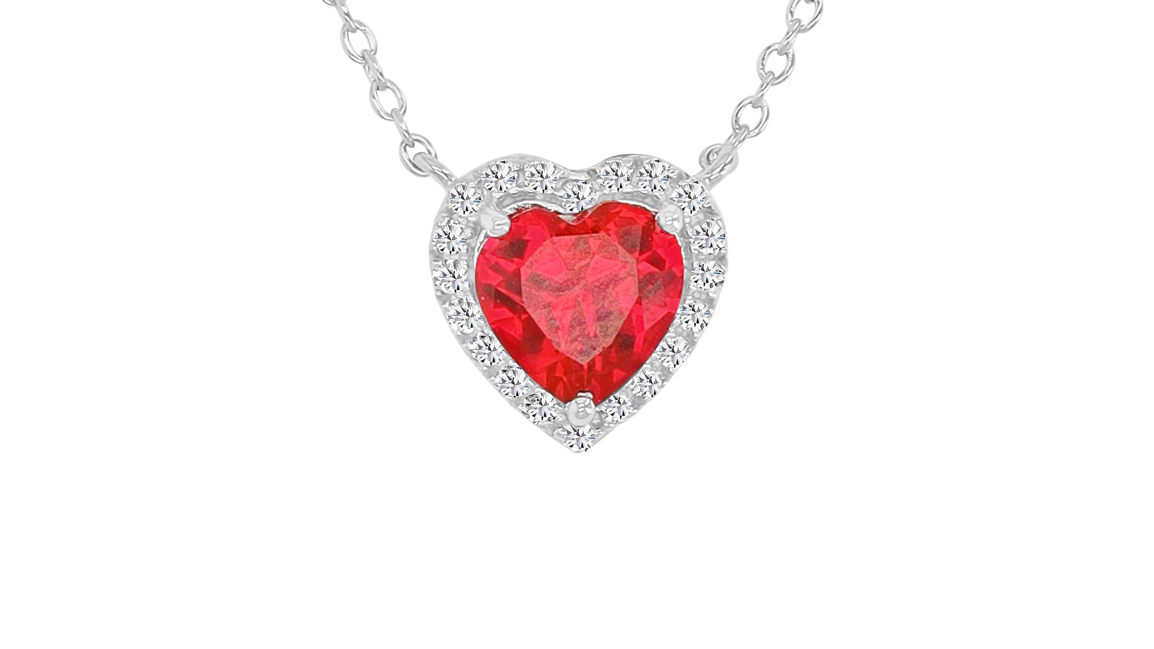Macy's White Sapphire (0.12 ct. t.w.) Necklace in Rhodium Over Sterling Silver