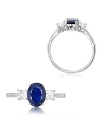 Diamond (0.054 ct. t.w.), Blue & White Sapphire (1.95 ct. t.w.) Ring in 14K White Gold
