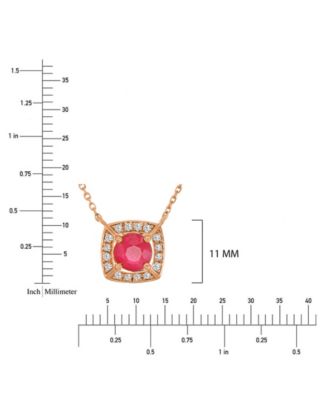 Ruby (0.65 ct. t.w.) & Diamond (0.08 ct. t.w.) Cushion Necklace 14k Rose Gold