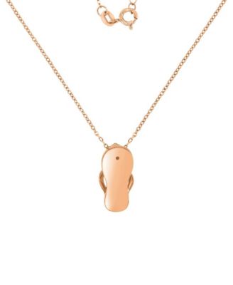 Diamond (0.006ct. t.w.), Pink Sapphire (0.21 ct. t.w.) & Pink Imitation Pearl Slipper Necklace in 14K Rose Gold Over Sterling Silver