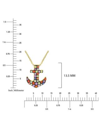 Sapphire (0.68 ct. t.w.) Anchor Necklace in 14K Yellow Gold Over Sterling Silver