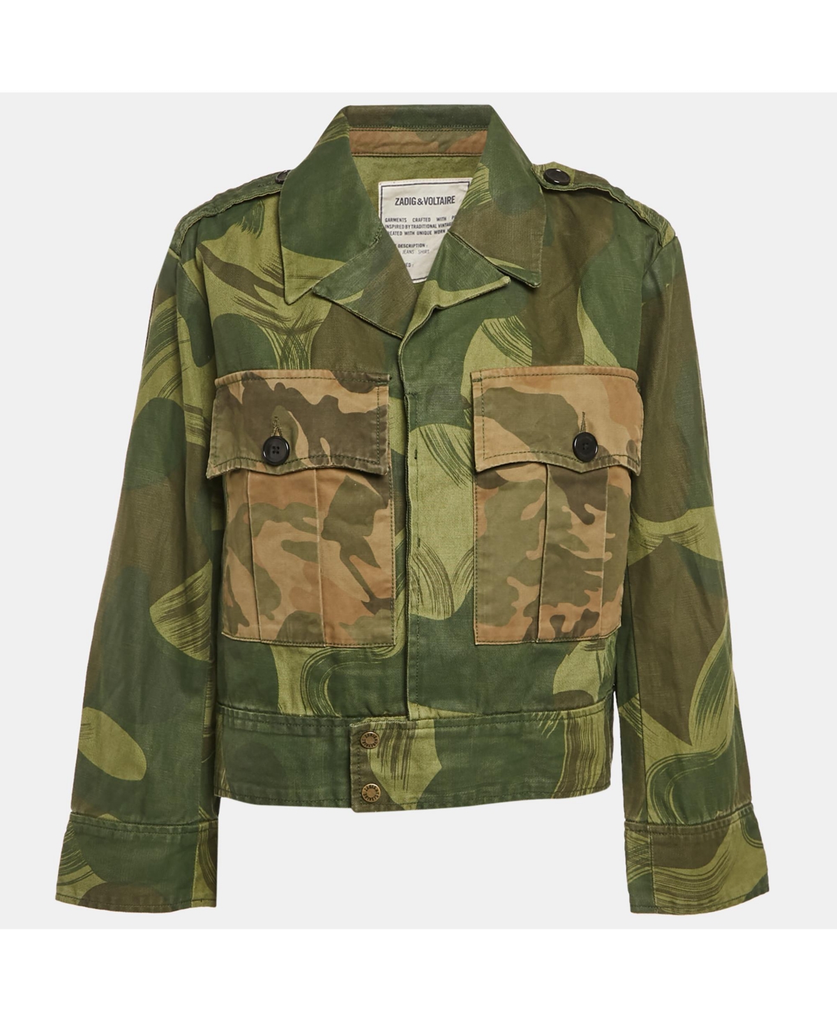 Pre-Owned Zadig & Voltaire Women's Military Camouflage Cotton Blend Kaleno Jacket