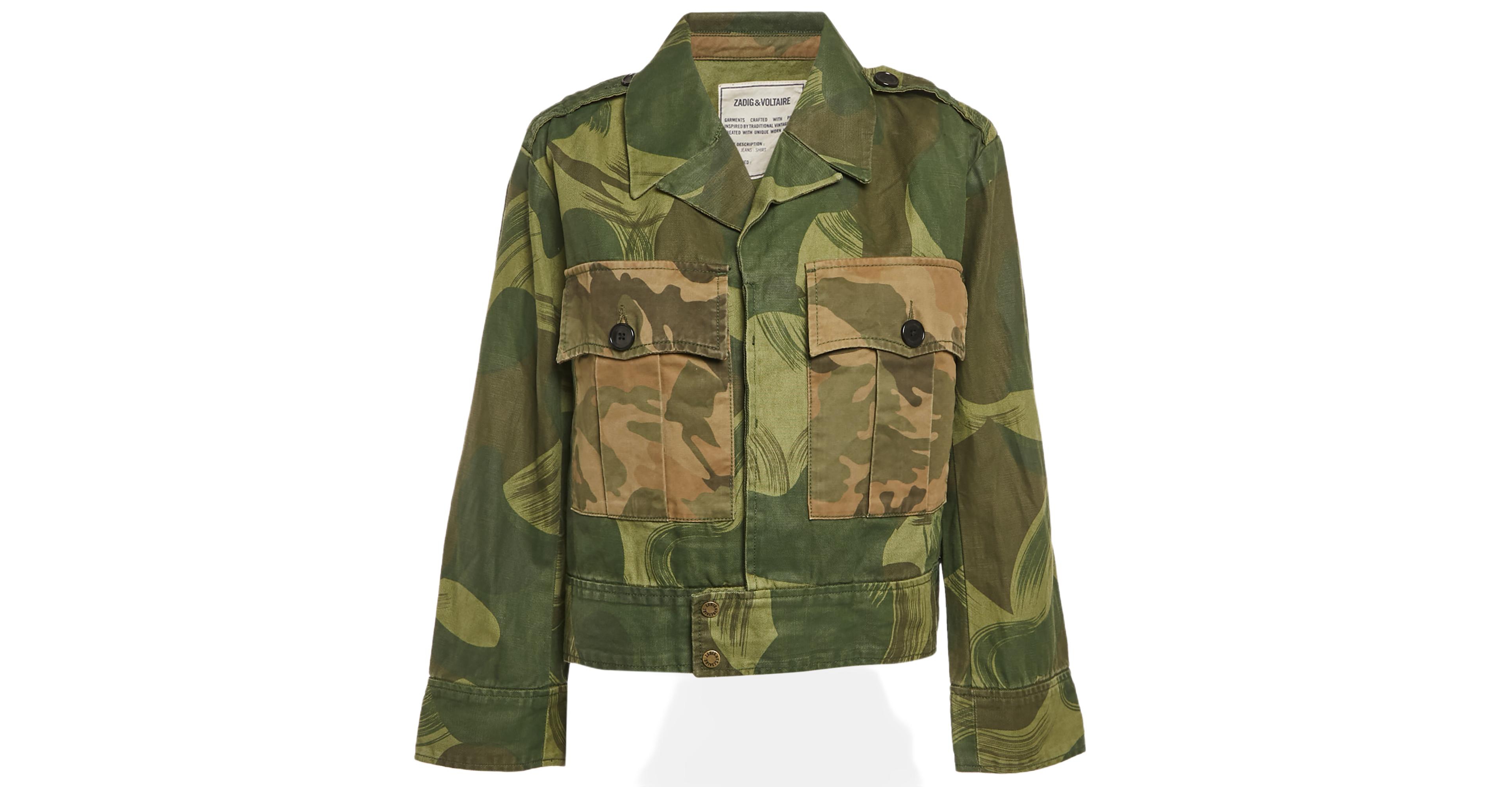 Pre-Owned Zadig & Voltaire Women's Military Camouflage Cotton Blend Kaleno Jacket