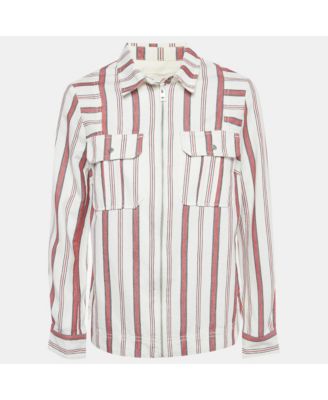 Women's White Striped Cotton Tach Raye Jacket