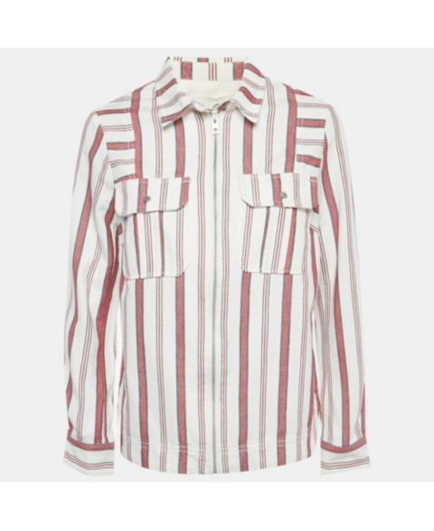 Женские куртки Pre-Owned Zadig & Voltaire Women's Pre-Owned Zadig and Voltaire White Striped Cotton Tach Raye Jacket