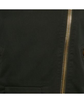 Women's Black Cotton Biker Jacket