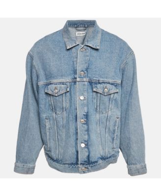 Women's Blue Logo Print Denim Oversized Jacket