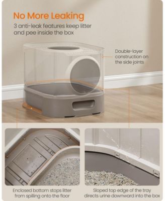 XL Enclosed Cat Litter Box with Slide-Out Tray, Grate Top, Leak-Resistant Design, Adjustable Door
