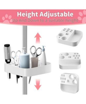 36" Large Dog Grooming Table, Foldable Adjustable Pet Station with Arms, Nooses & Mesh Drying Tray, Pink