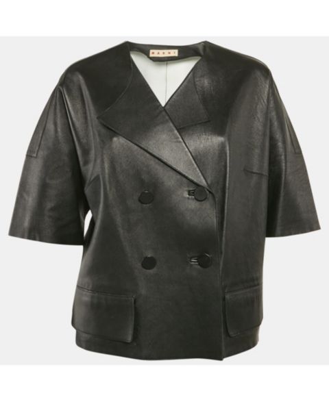 Женские куртки Pre-Owned Marni Women's Black Leather Double Breasted Short Jacket
