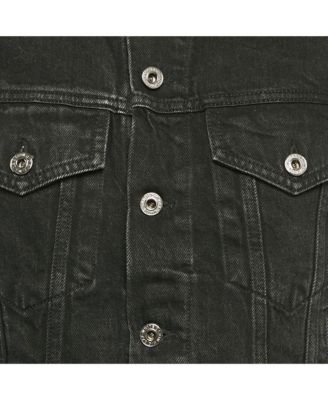 Women's Black Embroidered Denim Button Front Jacket